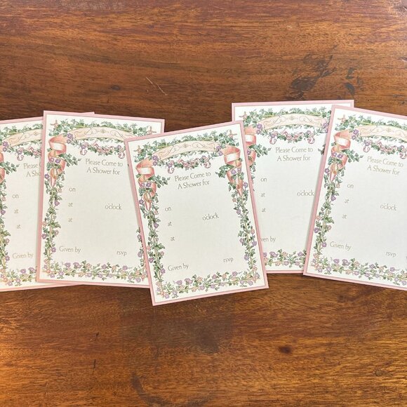 4ct Caspari Fill-In Shower Floral Invitations - Picture 12 of 15